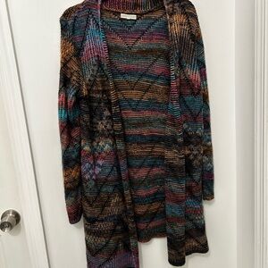 Multicolor Open Knit Women's M Sweater Cardigan Aztec Western Boho Lagenlook